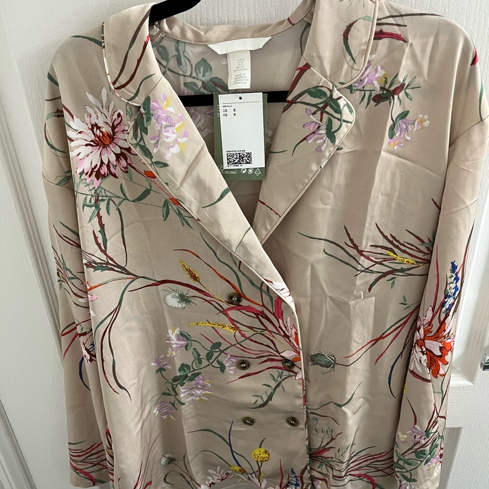 Double-Breasted Satin Blouse